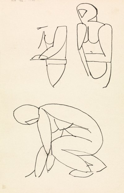 Drie figuurstudies door Henri Gaudier Brzeska