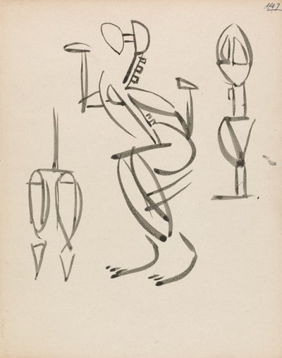 Drie figuurstudies door Henri Gaudier Brzeska