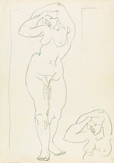 Twee studies van een vrouwelijke figuur door Henri Gaudier Brzeska