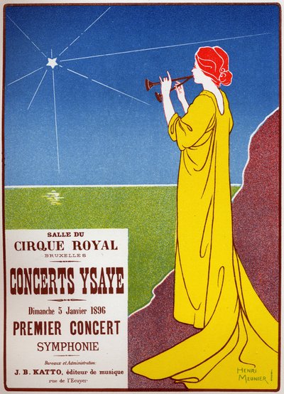 Ysaye Concerten in Brussel, poster door H. Meunier door Henri Georges Jean Isidore Meunier