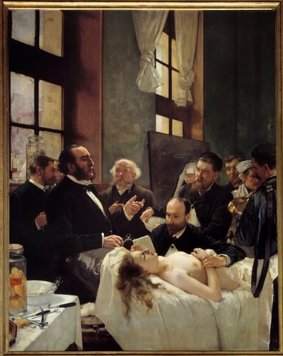 Dr. Jules Emile Pean die in het Saint Louis ziekenhuis zijn ontdekking van het knijpen van schepen onderwijst door Henri Gervex
