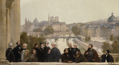 Panorama van de eeuw: Dupré, Rousseau, Isabey, Millet, Couture, Daubigny, Diaz, Corot, Troyon, Fromentin, Barye, Decamp, Courbet, Robert-Fleury door Henri Gervex