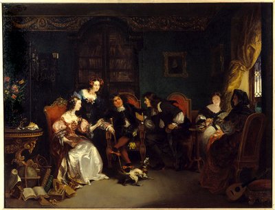 Trissotin en Vadius ruzie. Scène uit Molière