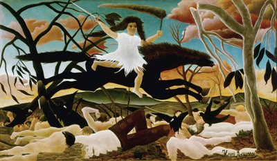 De oorlog of de rit van de tweedracht. Schilderij door Henri Rousseau, genaamd le Douanier Rousseau door Henri J.F. Rousseau