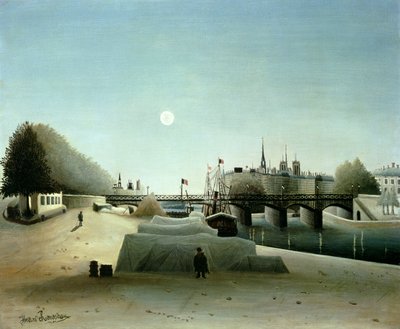 Een Uitzicht op het Ile Saint-Louis vanaf Port Saint-Nicolas, Avond door Henri J.F. Rousseau