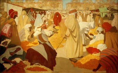 H. Evenepoel, sinaasappelmarkt in Blidah door Henri Jacques Edouard Evenepoel