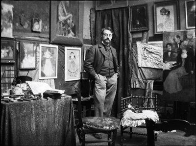 Henri Matisse in het atelier van Henri Evenepoel, 1897 door Henri Jacques Edouard Evenepoel