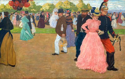 Zondagse wandeling in het Bois de Boulogne door Henri Jacques Edouard Evenepoel
