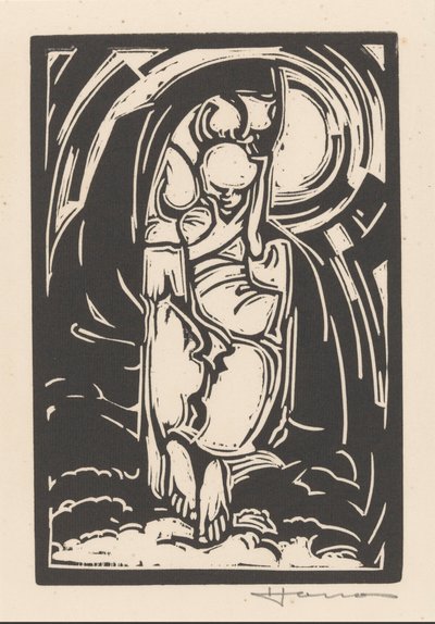 Figuur die zijn kin vasthoudt door Henri Jonas (signed by artist)