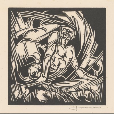 Personificatie van de wind door Henri Jonas (signed by artist)