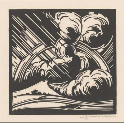 Storm boven een landschap door Henri Jonas (signed by artist)