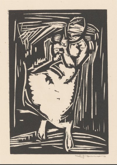 Vrouw die een zak op haar rug draagt door Henri Jonas (signed by artist)