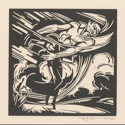 Vrouw en de wind door Henri Jonas (signed by artist)