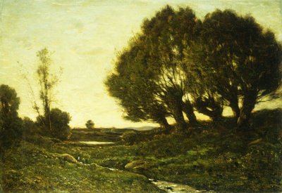 Een bebost landschap met een stroom, 1903 door Henri Joseph Harpignies