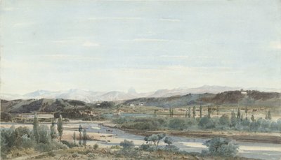 Landschap met een rivierdal in Zuid-Frankrijk door Henri Joseph Harpignies