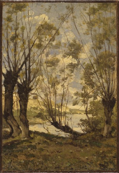 Wilgen aan de Oevers van de Loire door Henri Joseph Harpignies