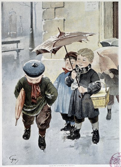 Een onafhankelijke - aquarel door Geoffroy in 