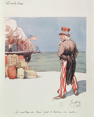 Karikatuur van Uncle Sam ten tijde van de Eerste Wereldoorlog, 1915 door Henri Jules Jean Geoffroy