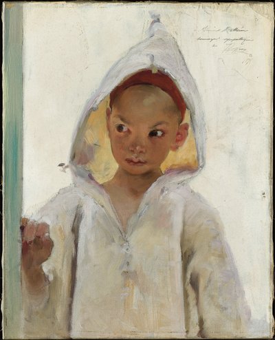 Portret van een Jonge Jongen met een Burnous door Henri Jules Jean Geoffroy