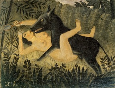 La belle et la bête door Henri Julien Félix Rousseau