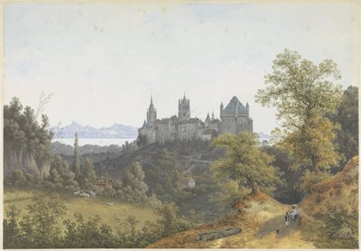 Gezicht op Lausanne, met uitzicht op de burcht en de kathedraal door Henri Knip