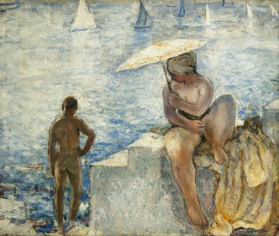 Een Jonge Zwemmer met een Parasol, ca. 1925-1930 door Henri Lebasque