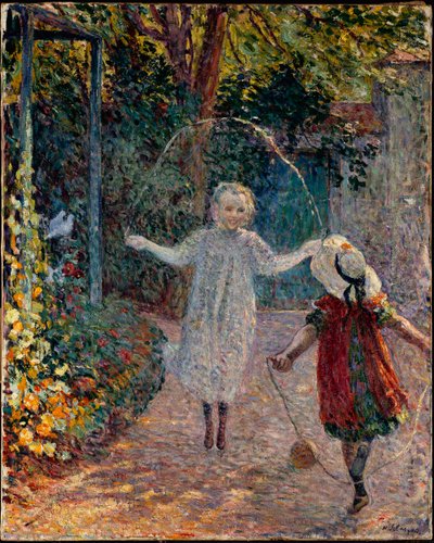 Kinderen touwtje springen in de tuin door Henri Lebasque
