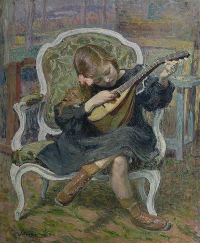 Meisje dat Mandoline Speelt door Henri Lebasque