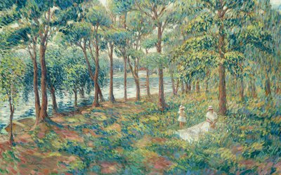 Madame Lebasque en haar zoon aan de oever van de Marne, 1899 door Henri Lebasque