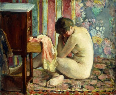 Naakt met roze hemd, 1926 door Henri Lebasque