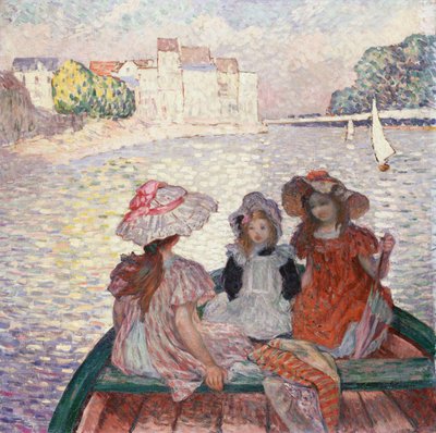 Drie meisjes in een boot door Henri Lebasque
