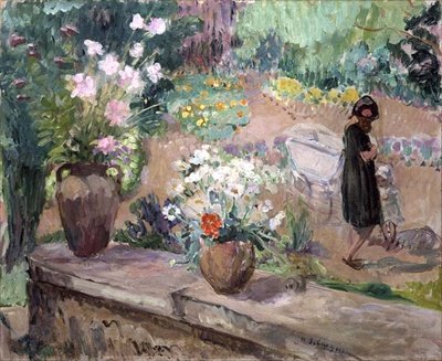 Vrouw in de tuin door Henri Lebasque