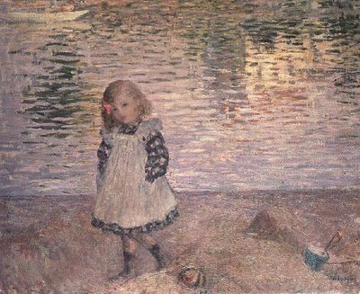 Jong meisje op het strand door Henri Lebasque