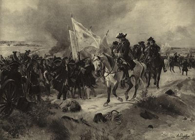 Slag bij Ramillies, 1706 (gravure) door Henri Louis Dupray