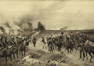 Slag bij Waterloo, 1815 (gravure) door Henri Louis Dupray