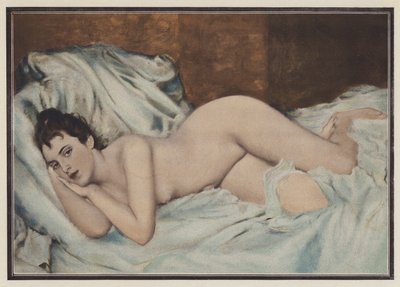Naakte vrouw op een bed door Henri Lucien (after) Doucet