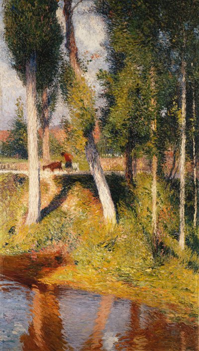Landschap met de rand van een rivier door Henri Martin