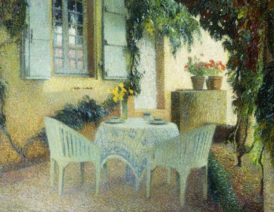 Terras van het landhuis in Marquayrol door Henri Martin