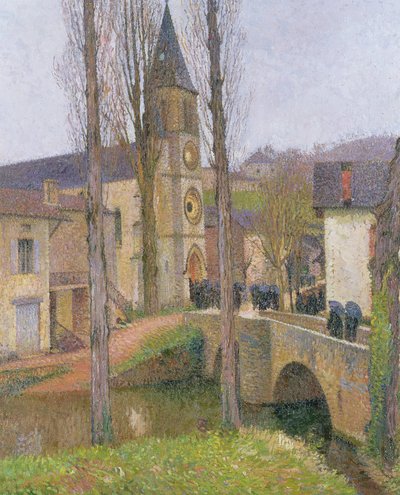 Tijd voor de mis in Labastide du Vert door Henri Martin