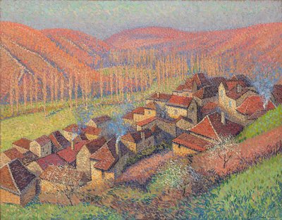 Uitzicht op het centrum van Labastide du Vert; Vue du centre de Labastide du Vert, ca. 1940 door Henri Martin
