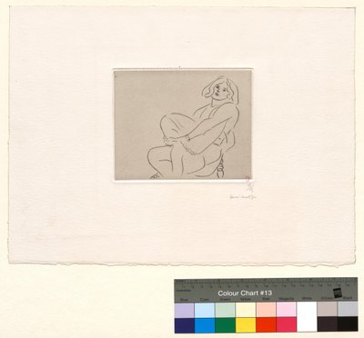 Jonge vrouw die haar linkerknie omvat door Henri Matisse