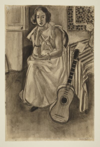 Zittend model met gitaar door Henri Matisse