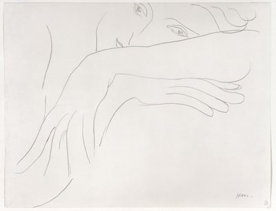 Studie van een model dat op de rugleuning van een stoel leunt door Henri Matisse
