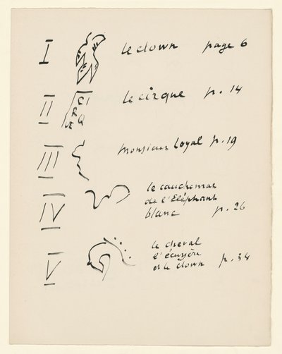Beeldentabel 1. Uit “Jazz”. P. 149 door Henri Matisse