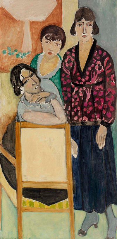 Drie zussen en "De marmeren rozentafel" (Les Trois soeurs à "La Table de marbre rose") door Henri Matisse