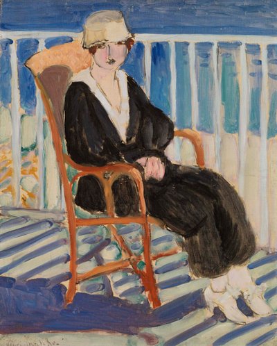 Jong meisje op een balkon over de oceaan (Jeune fille au balcon sur la mer) door Henri Matisse