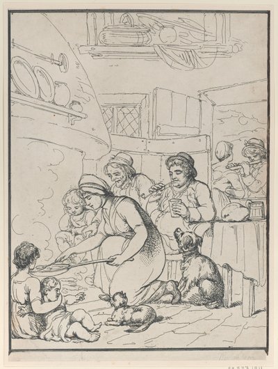 Koters, bij de haard, 1799 door Henri Merke