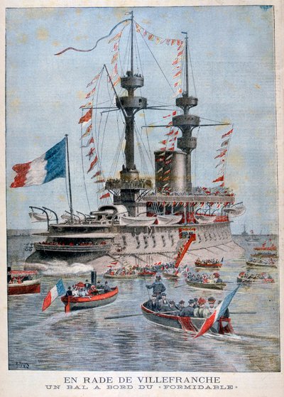 Een bal aan boord van het slagschip Formidable, Villefranche Haven, Frankrijk, 1896 door Henri Meyer