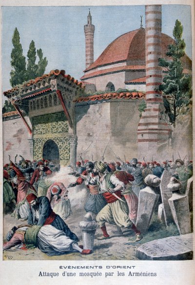 Een aanval op een moskee door Armeniërs, 1895 door Henri Meyer