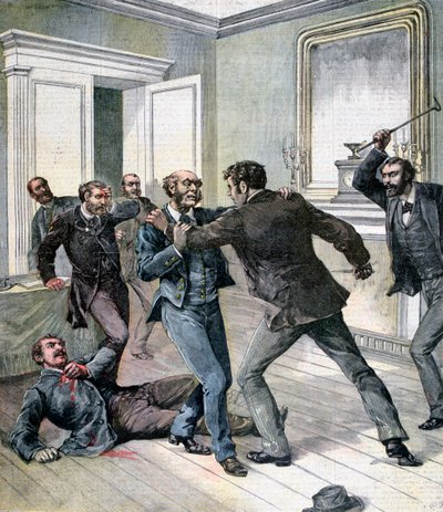 Aanval in het kantoor van de prefectuur van de Seine, Parijs, 1892 door Henri Meyer